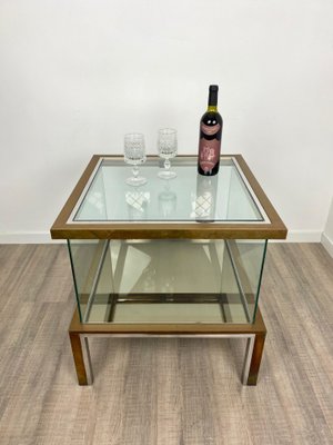 Bar Cabinet Table in Chrome, Brass and Glass, Italy, 1970s-LYQ-1171677