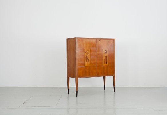 Bar Cabinet with Wood Inlays, Italy, 1950s-AA-1293652