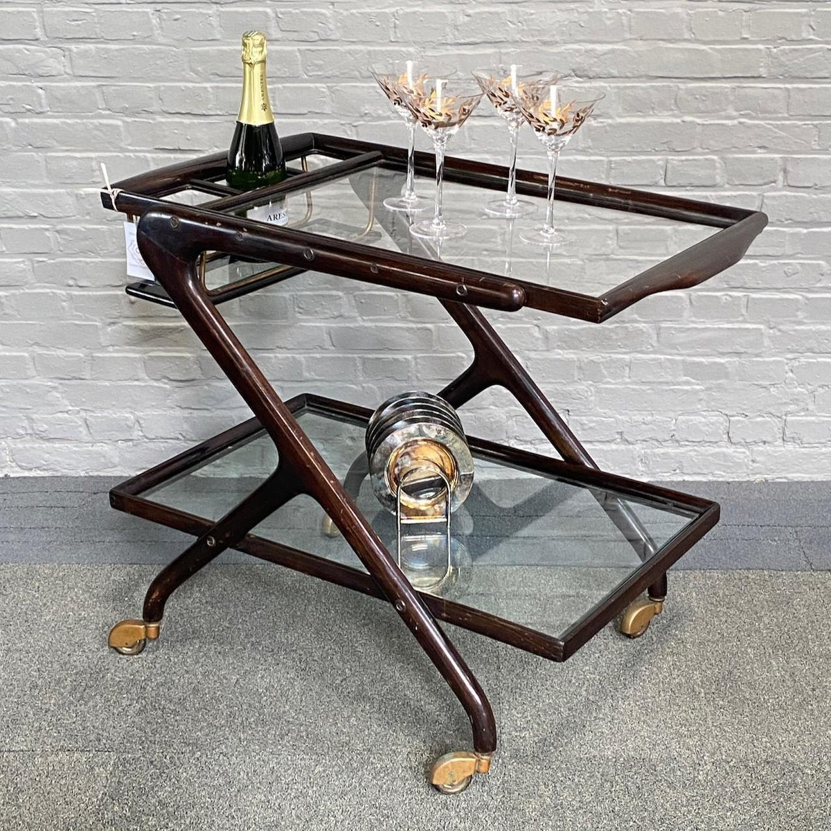 Bar Cart attributed to Cesare Lacca, Italy, 1950s