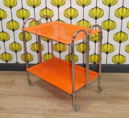 Bar Cart or Side Table in Plastic & Chrome, 1970s-AFE-1821053