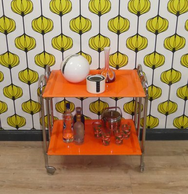 Bar Cart or Side Table in Plastic & Chrome, 1970s-AFE-1821053