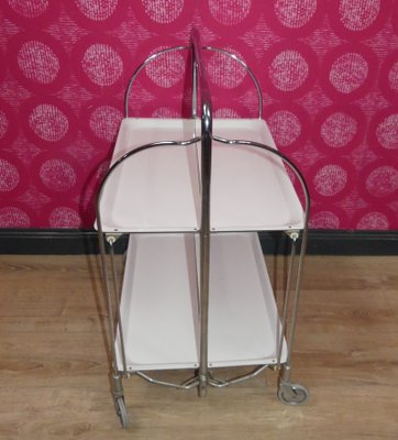 Bar Cart Tea Cart with White Chrome Folding Dinette from Bremshey & Co., 1960s-AFE-2042144