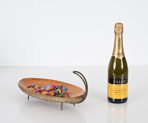 Bar Set in Carved Wood and Brass by Aldo Tura for Macabo, Italy, 1950s, Set of 8-JDR-1803445