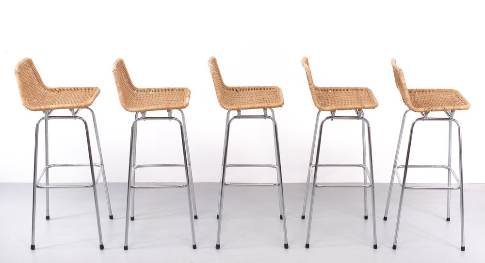 Bar Stools by Dirk van Sliedregt for Rohé Noordwolde, Holland, 1960s, Set of 5