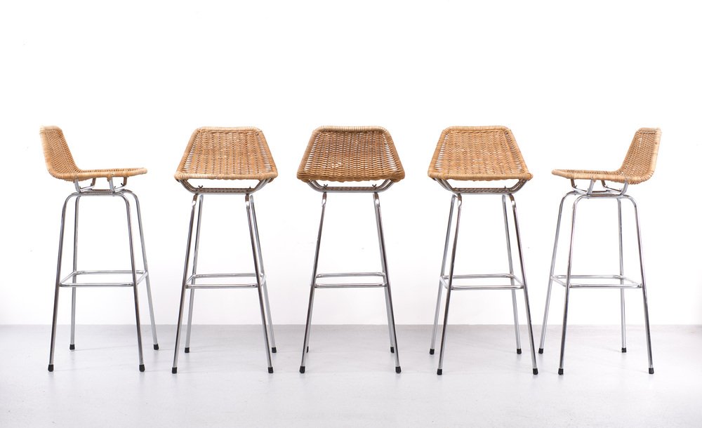 Bar Stools by Dirk van Sliedregt for Rohé Noordwolde, Holland, 1960s, Set of 5