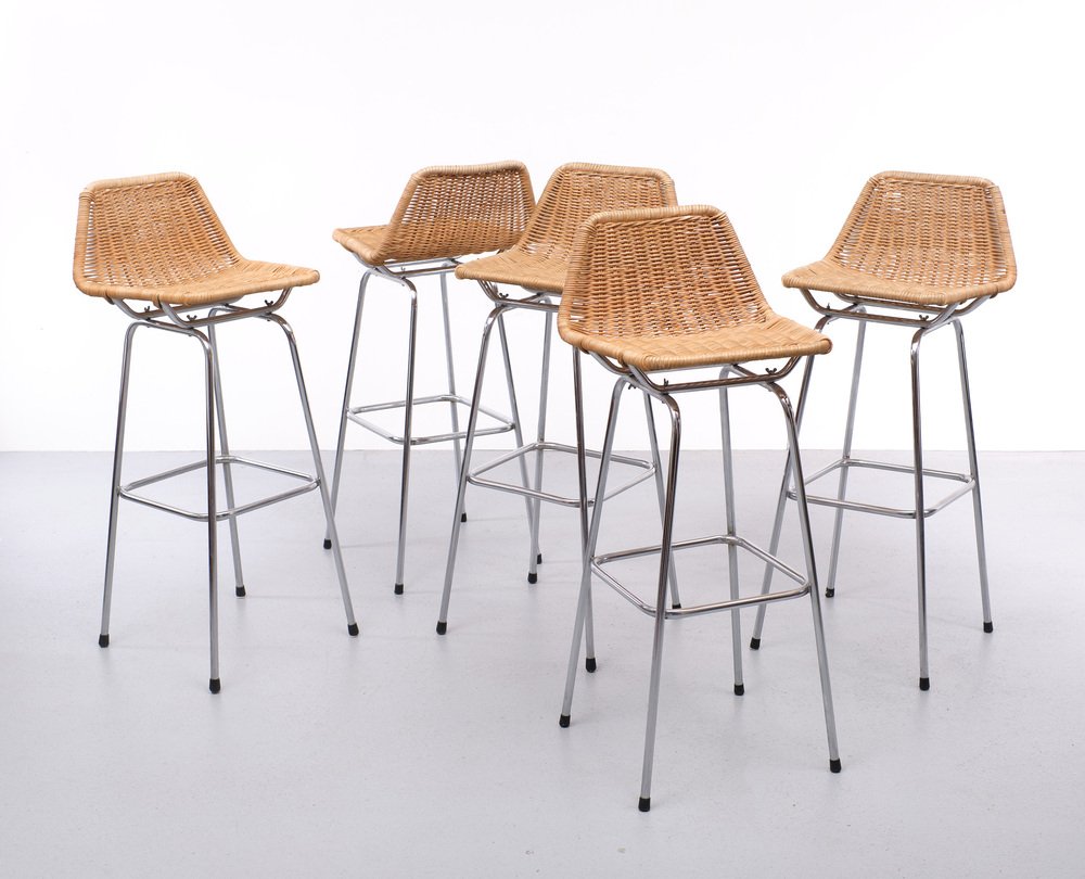 Bar Stools by Dirk van Sliedregt for Rohé Noordwolde, Holland, 1960s, Set of 5