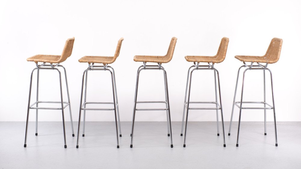 Bar Stools by Dirk van Sliedregt for Rohé Noordwolde, Holland, 1960s, Set of 5