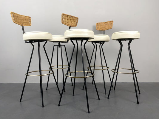 Bar Stools by Herta Maria Witzemann for Erwin Behr, Germany, 1950s, Set of 5