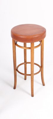 Bar Stools in Beech and Patinated Leather by Fritz Hansen, 1940s, Set of 2-FK-1172427