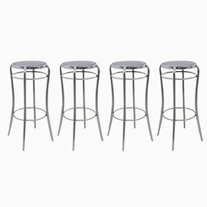 Bar Stools in Chrome & Wood, 1980s, Set of 4-RZV-1752662