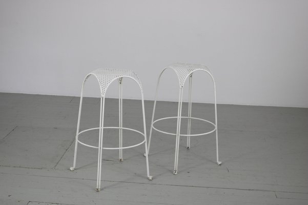 Bar Stools in White Painted Iron by Giuseppe De Vivo, Italy, 1950s, Set of 2-AA-1048522