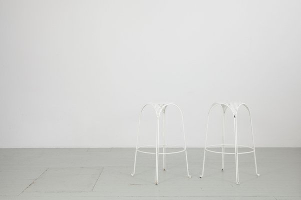 Bar Stools in White Painted Iron by Giuseppe De Vivo, Italy, 1950s, Set of 2-AA-1048522