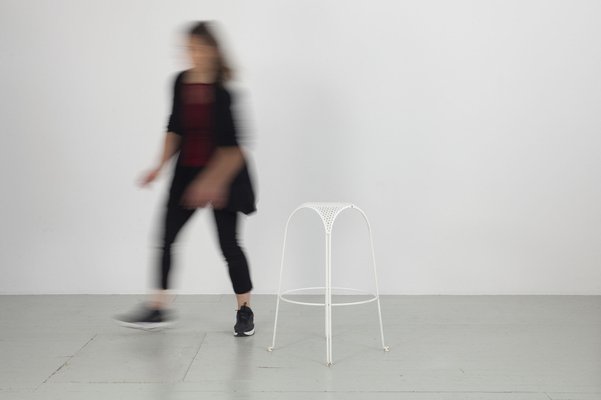 Bar Stools in White Painted Iron by Giuseppe De Vivo, Italy, 1950s, Set of 2-AA-1048522