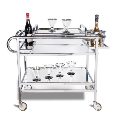 Bar Trolley with Champagne Cooler Holder attributed to Jacques Adnet-GGO-1748666