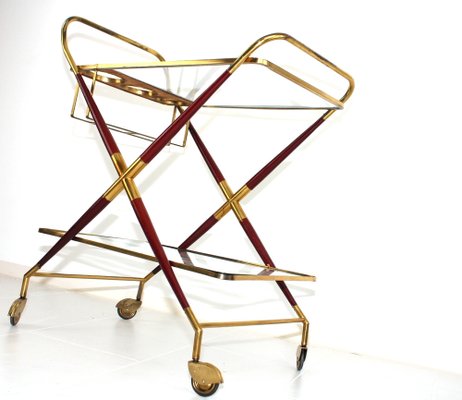 Bar Wagon / Serving Cart with Bottle Holder by Cesare Lacca, 1950s-ZWH-1815239