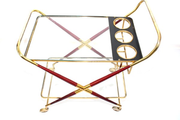 Bar Wagon / Serving Cart with Bottle Holder by Cesare Lacca, 1950s-ZWH-1815239