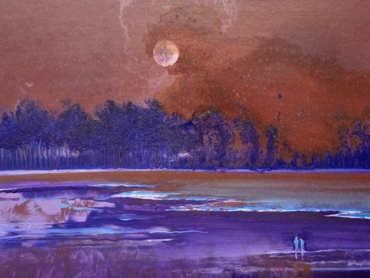 Barbara Hubert, The Moon, 2021, Acrylic on Cardboard-XHG-1245520