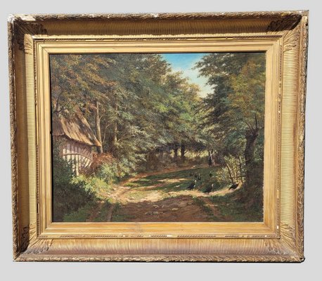 Barbizon School Artist, Undergrowth Landscape, 19th Century, Oil on Canvas, Framed-SYQ-1742153