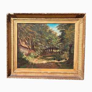 Barbizon School Artist, Undergrowth Landscape, 19th Century, Oil on Canvas, Framed-SYQ-1742153