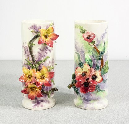 Barbotine Ceramic Vases, France, 1930s, Set of 2-OJE-2026423