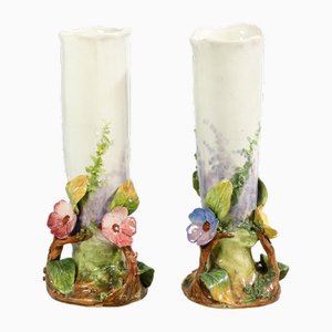 Barbotine Ceramic Vases, France, 1930s, Set of 2-OJE-2026422