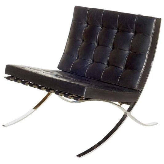 Barcelona Black Leather Lounge Chair by Ludwig Mies van der Rohe for Knoll Inc. / Knoll International, 1970s