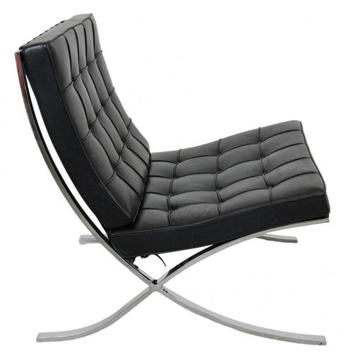 Barcelona Chair in Black Leather by Mies Van Der Rohe, 1990s