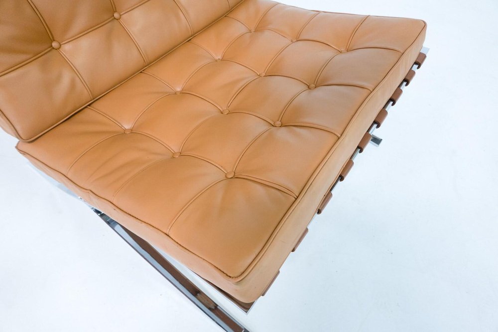 Barcelona Chairs in Cognac Leather by Mies van der Rohe for Knoll, 1960s, Set of 2