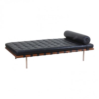 Barcelona Daybed in Black Leather by Ludwig Mies Van Der Rohe-MTD-1400210