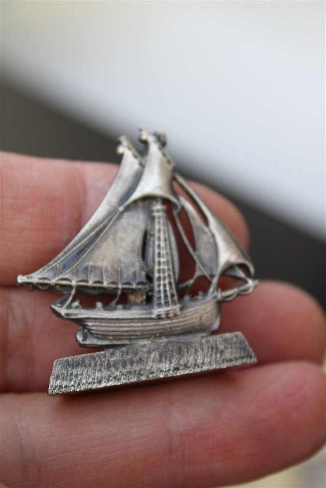 Barchette Sailboat Placeholders in Silver Plated Brass, 1950s, Set of 6