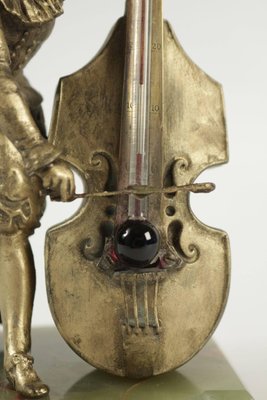 Barometer Regulates & Base in Semi-Precious Stone Representing a Cello Player-WFS-744739