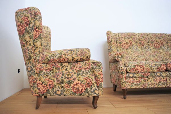 Baroque Armchairs and Sofa, 1950s, Set of 3-KNM-1007741