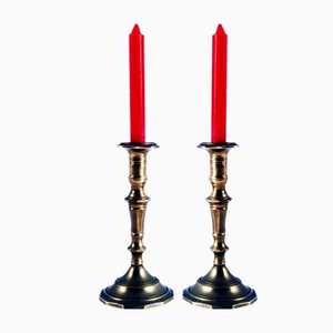 Baroque Bronze Candleholders, 1930s, Set of 2-NJV-772726