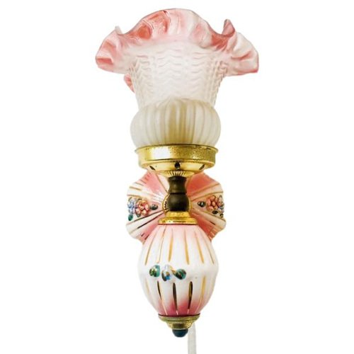 Baroque Capodimonte Wall Lamp in Porcelain & Pink Gold