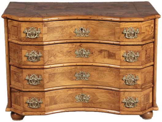 Baroque Concave Front Chest of Drawers in Walnut Veneer, 1730s-DXD-1790773