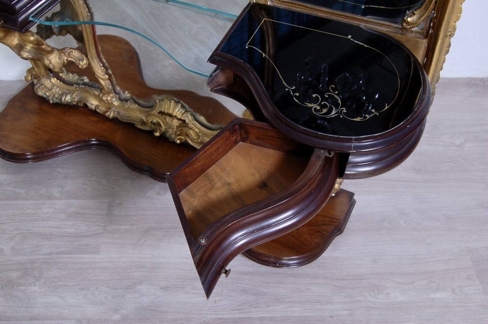 Baroque Console with Great Mirror and Applique, 1940s