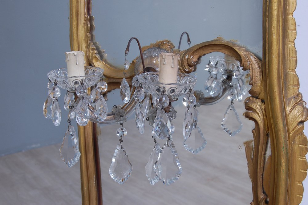 Baroque Console with Great Mirror and Applique, 1940s