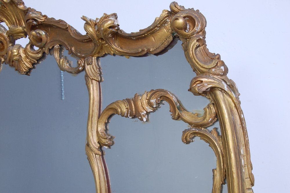 Baroque Console with Great Mirror and Applique, 1940s