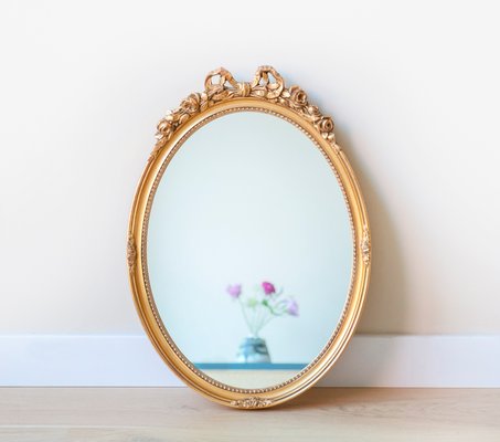 Baroque Dutch Oval Golden Bow Mirror, Decorative Dutch Mirror, 1950s-BJS-2026997