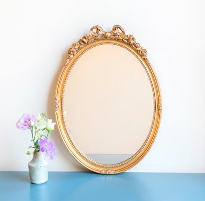 Baroque Dutch Oval Golden Bow Mirror, Decorative Dutch Mirror, 1950s-BJS-2026997