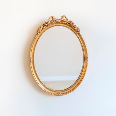 Baroque Dutch Oval Golden Bow Mirror, Decorative Dutch Mirror, 1950s-BJS-2026997