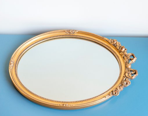 Baroque Dutch Oval Golden Bow Mirror, Decorative Dutch Mirror, 1950s-BJS-2026997