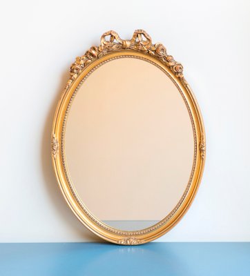 Baroque Dutch Oval Golden Bow Mirror, Decorative Dutch Mirror, 1950s-BJS-2026997