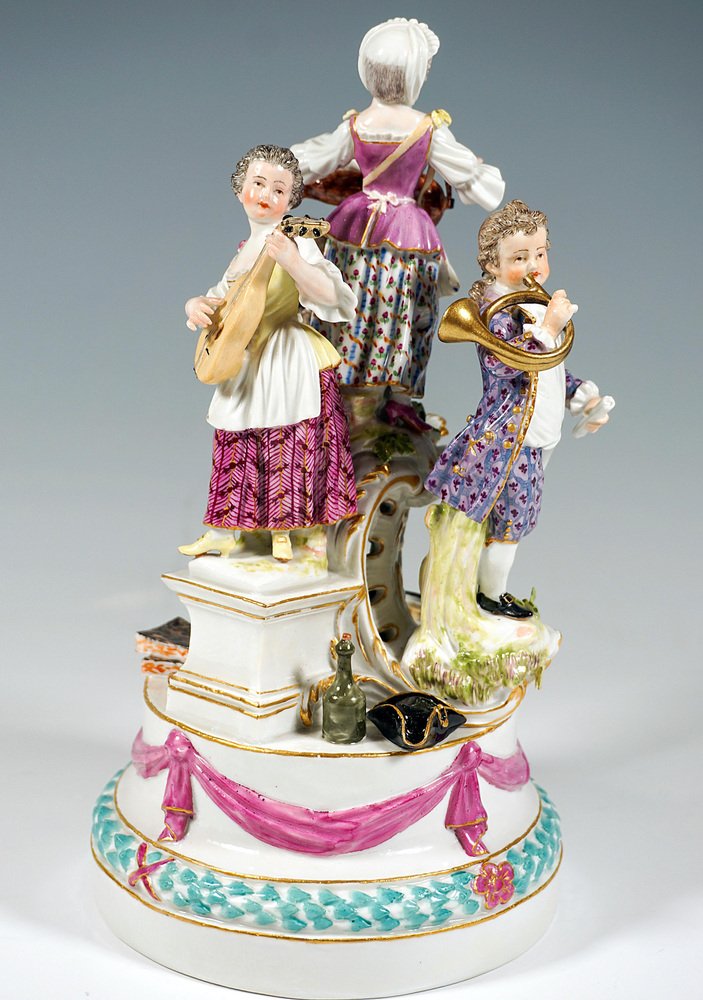 Baroque Four Children Playing Music by J.J. Kaendler for Meissen, 1770