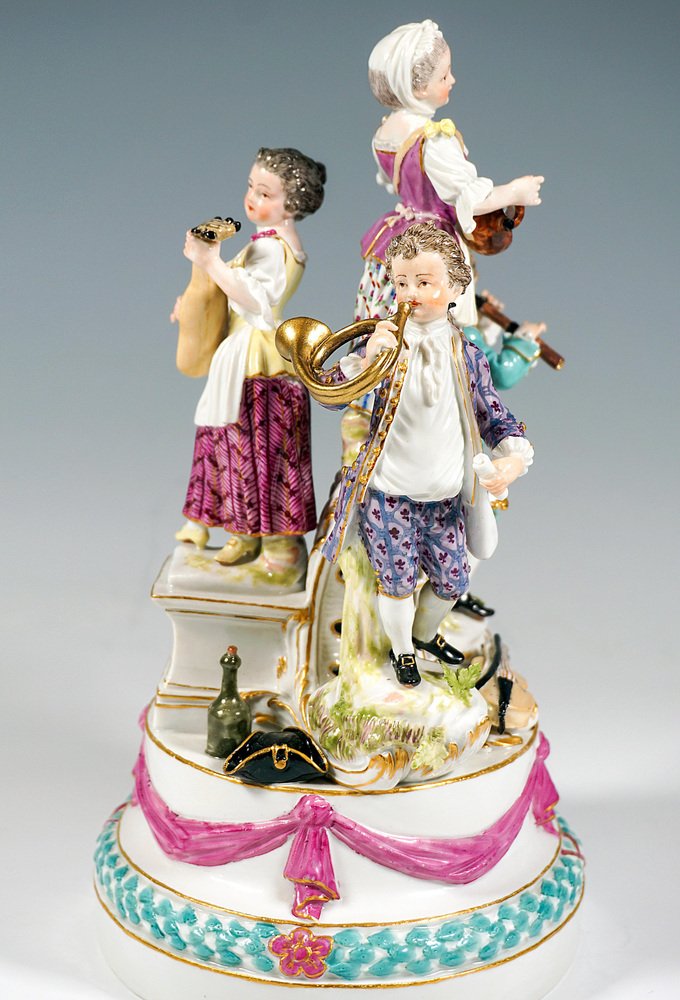 Baroque Four Children Playing Music by J.J. Kaendler for Meissen, 1770