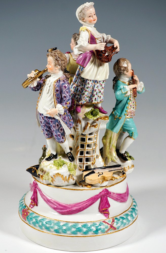 Baroque Four Children Playing Music by J.J. Kaendler for Meissen, 1770