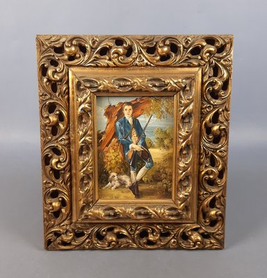 Baroque Hunter with Dog, 20th Century, Oil Painting on Panel, Framed-PWG-2024664