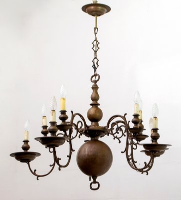 Baroque Italian Bronze 5-Arm Chandelier, 1700s-FER-654227