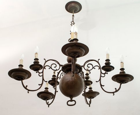 Baroque Italian Bronze 5-Arm Chandelier, 1700s-FER-654227