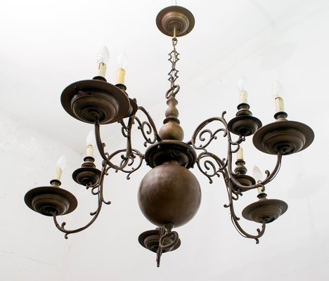 Baroque Italian Bronze 5-Arm Chandelier, 1700s-FER-654227